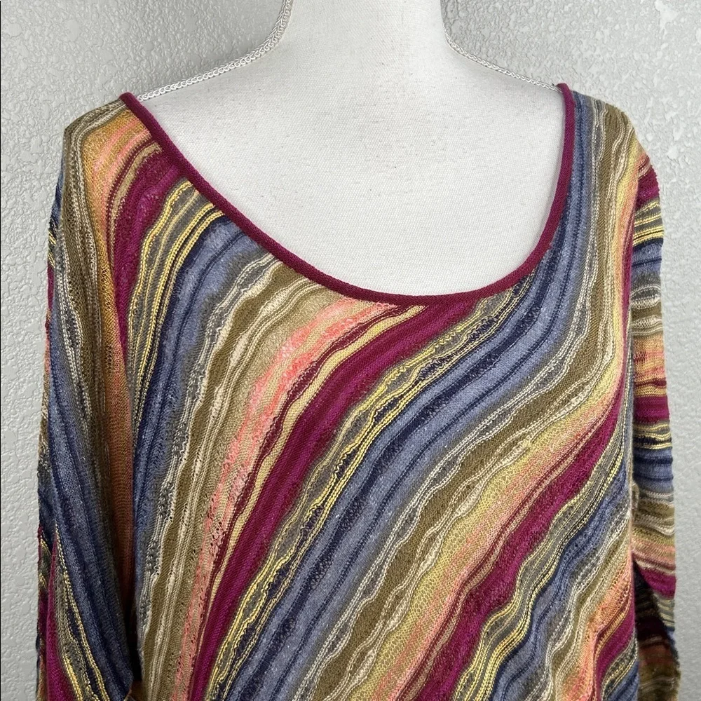Free People Multi-Colored Knit Boho Indie Festival Folk Striped Top‎ Size Medium